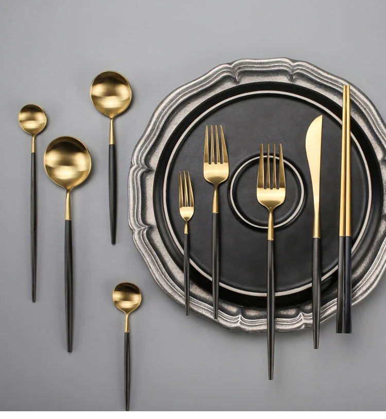 Flatware Wholesale Tableware Stainless Rose Gold Cutlery Fork Knife Spoon Sets