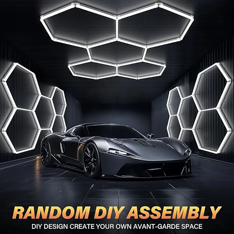 2025 China factory  Exhibition Hall Auto Showroom Hexagon Lighting For Car Shop And Carbarn Honeycomb Lights