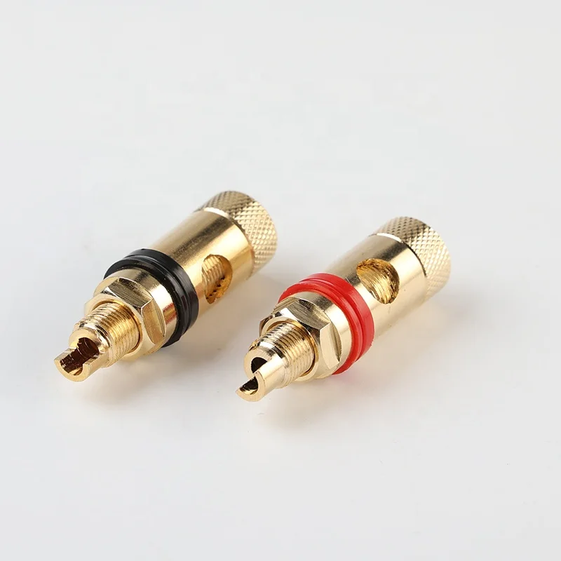 All brass CNC gold plating banana socket jack binding post connector plug in/spiral crimping