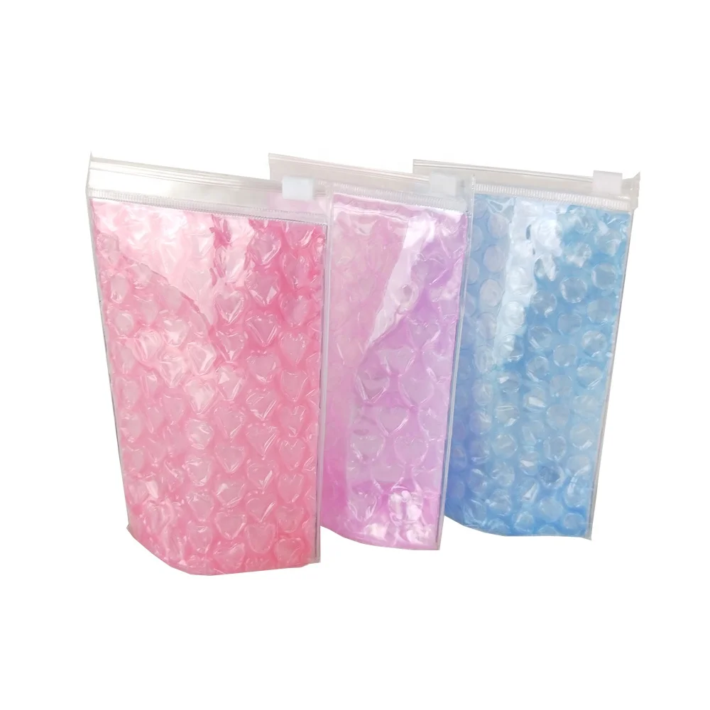 Best selling fashion pvc plastic ziplock heart bubble bag stand-up waterproof pouch for cosmetic