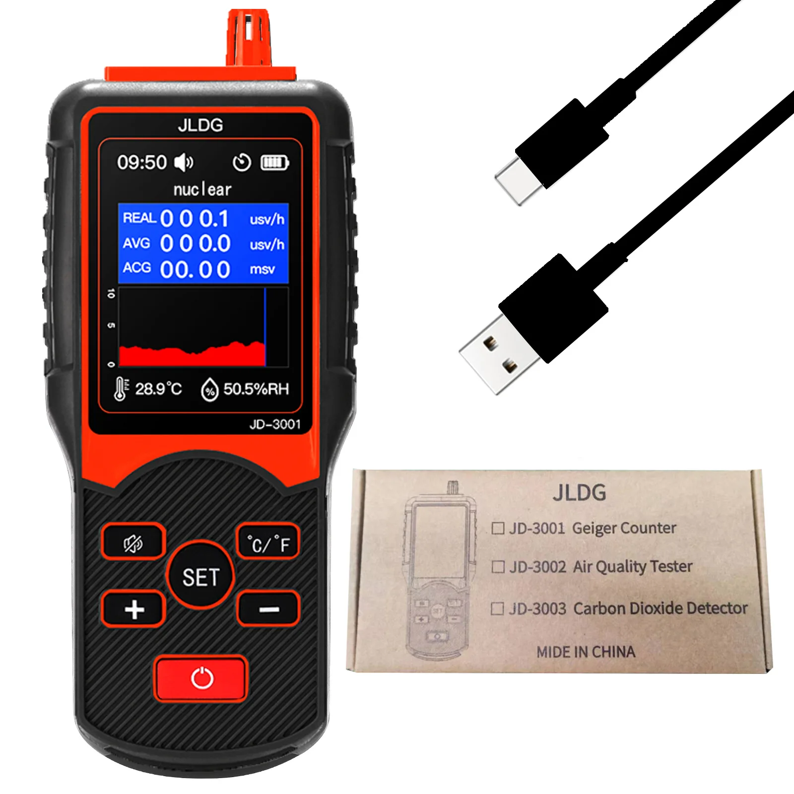 JD-3001 Industrial geiger counter radiation lcd display nuclear digital tester