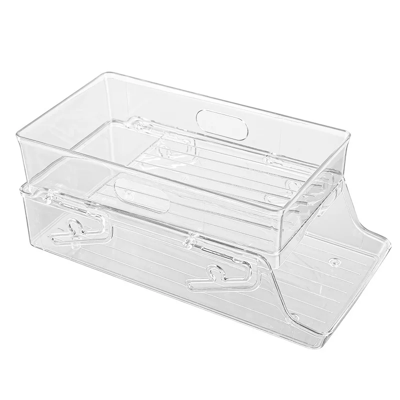 Kitchen Organizer Refrigerator Transparent Plastic Storage Box Soda Can Organizer For Refrigerator