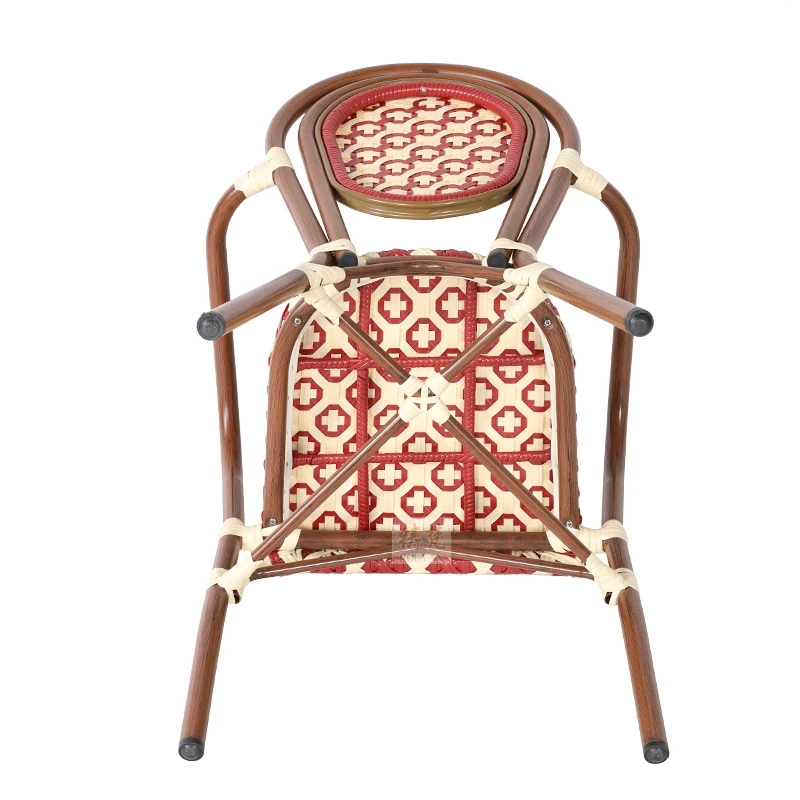 Restaurant French Bistro Rattan aluminum armchairs Outdoor cafe Rattan chair Garden furniture