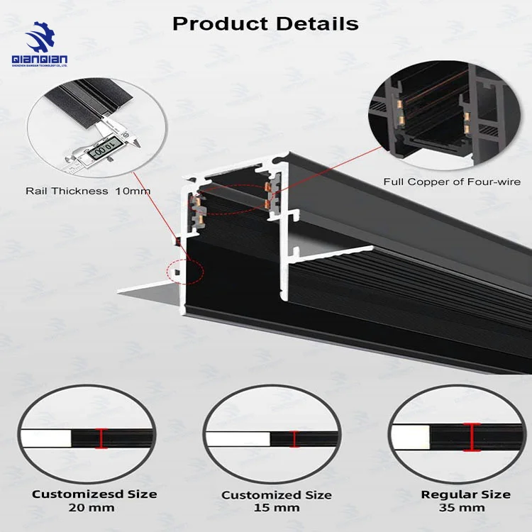 Dc48v Ceiling Spot Lamps Led Magnetic Track Light Aluminum Profile Magnetic Track Rail System For Stretch Ceiling