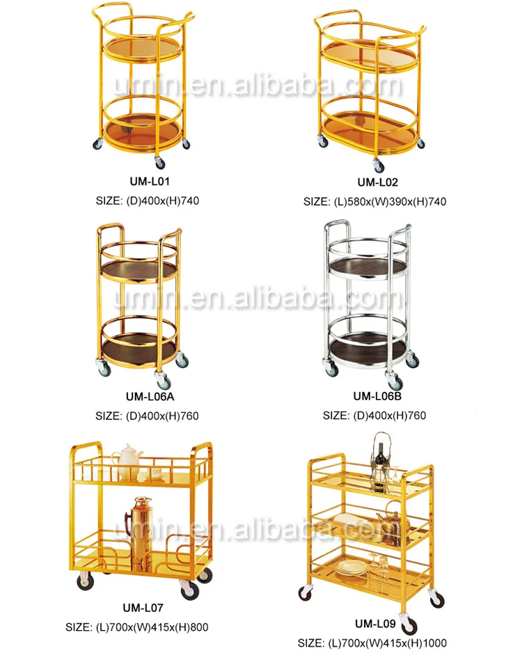 3-х уровневый древесины ликера Сервировочная Тележка