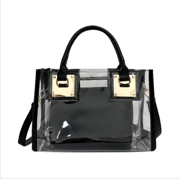 
New arrival large capacity two-piece Laser clear jelly bag wholesales Designer Purse Crossbody Bag for women 