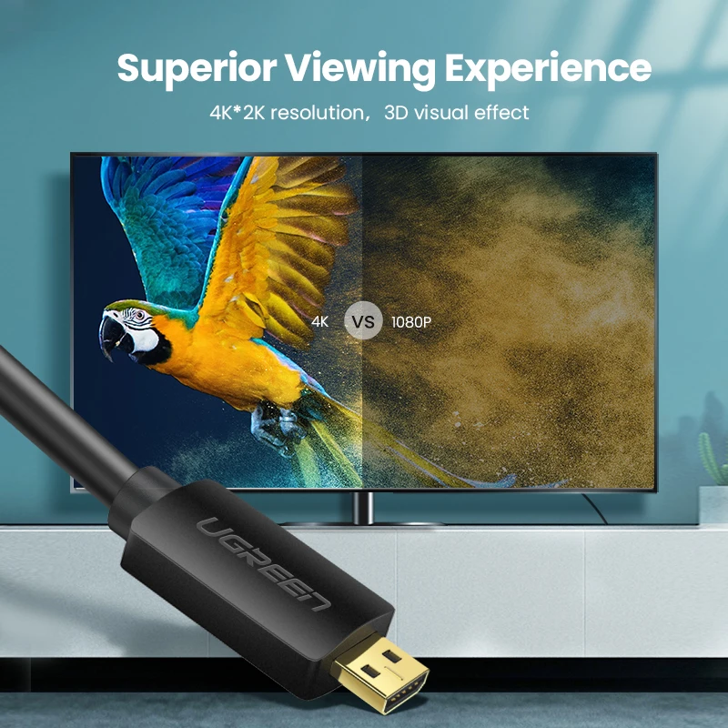 Ugreen-Кабель micro hdmi для macho emade 3d 4k/60hz 1m/1 5 m/2m/3m goprsos