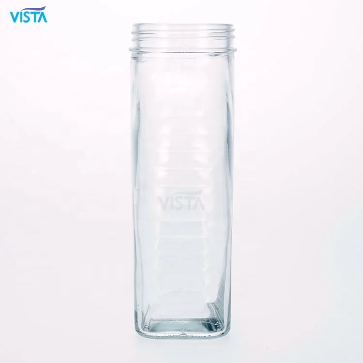 650ml Clear Transparent Queenline Honey Glass Jar Lines Embossment Flat Jar For Food Storage With 63mm Screw Lid