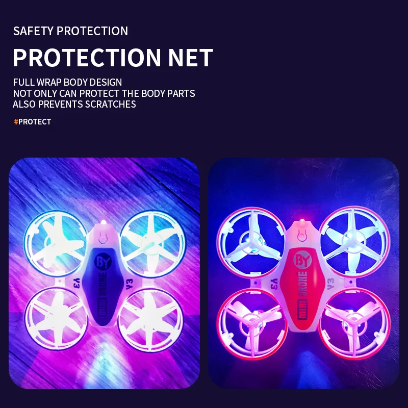 2.4G mini 4-axis long range fixed height remote control airplane obstacle avoidance drone with lights remote control quadcopter