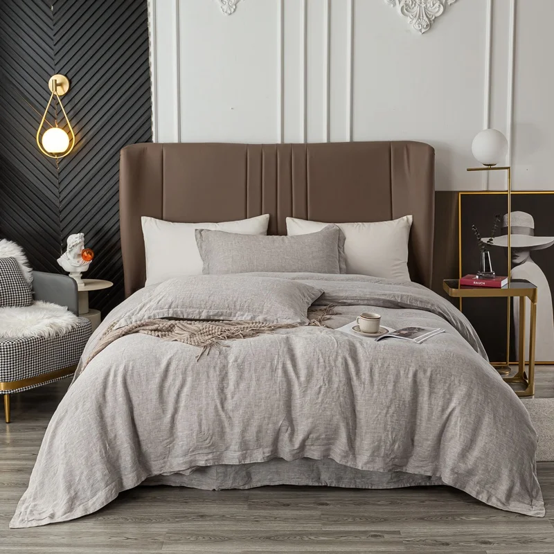 Custom Wholesale King Linen Sheets Comforter Quilt  Cover Duvet Covers Double Bed Sets For Home