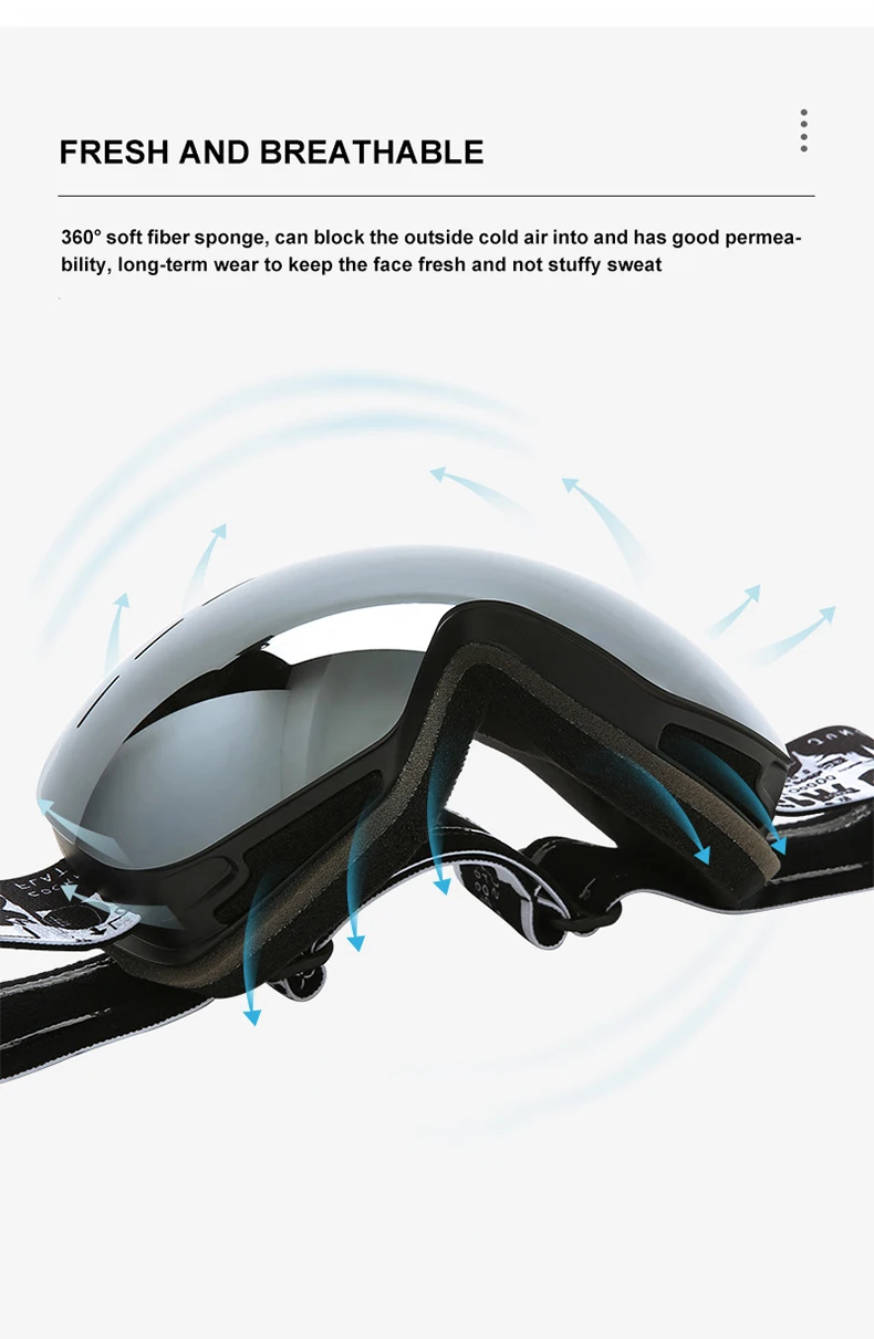 Factory UV400 Snowmobile Glasses Double Anti-Fog Goggles Snow Goggles Custom Logo Snowboard Ski Goggles Sports Sunglasses Men