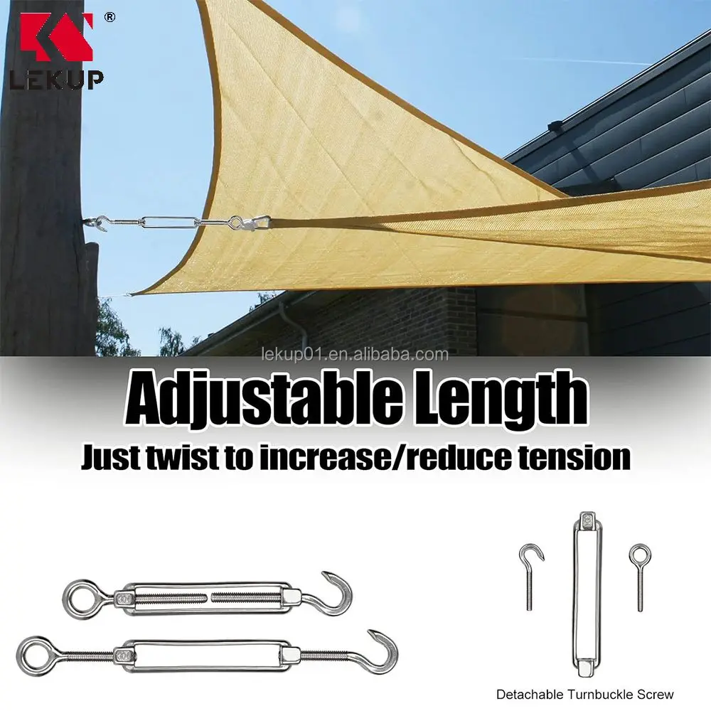 304 Stainless Steel Cables Wire Turnbuckles M6 Turnbuckle Hook and Eye Heavy Duty Turnbuckle Hardware Kit for Wire Rope Tension