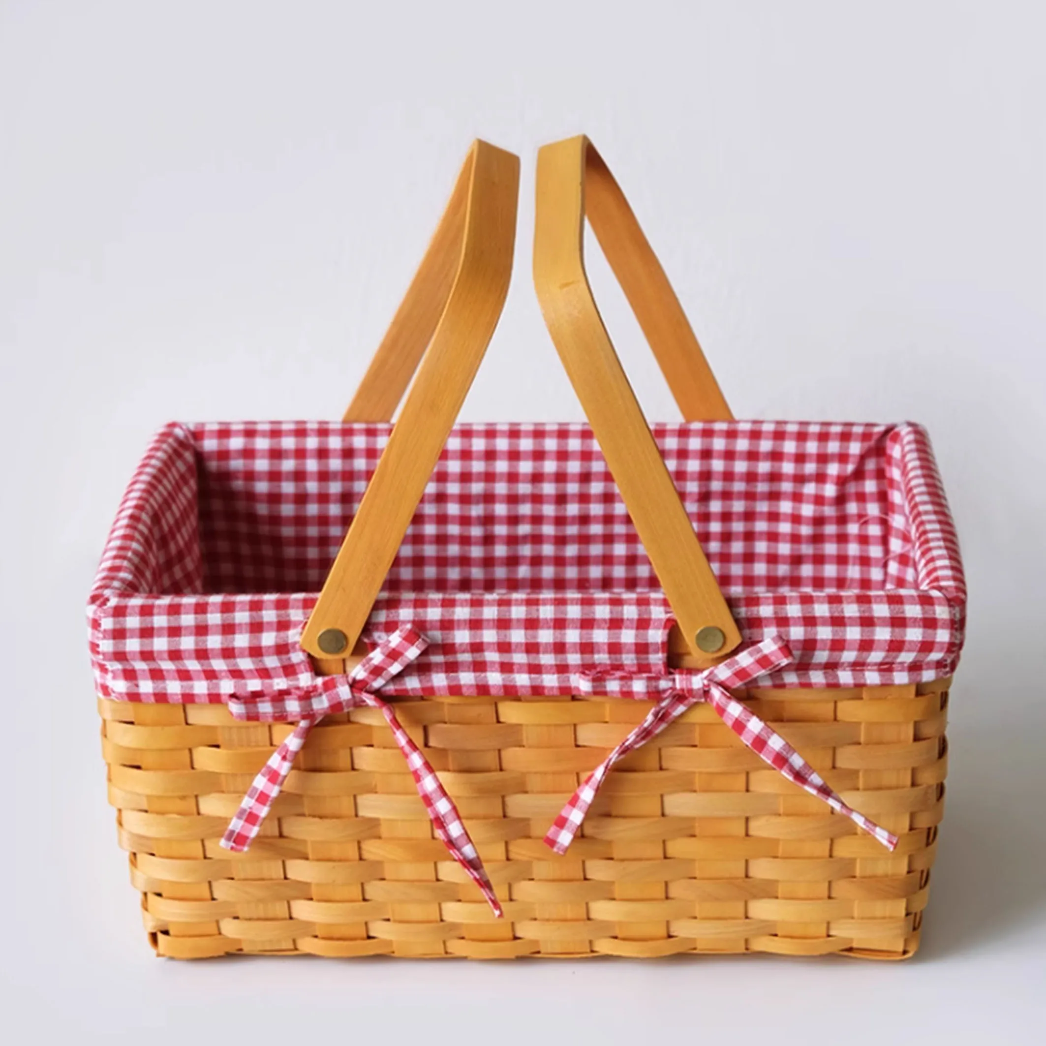 New Design Handmade Nature Rattan Rectangle Wicker Willow Customized Picnic Basket Hamper Set With Lid For 4 Person