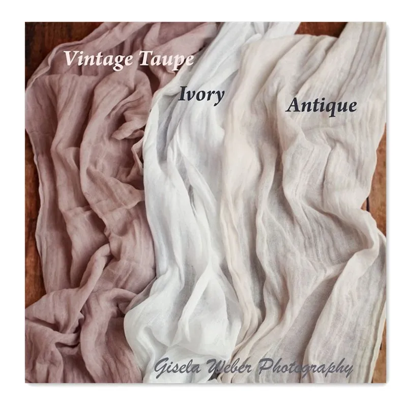 Natural linen fabric for table decoration Birthday Wedding cheesecloth tablecloth linen gauze table runner