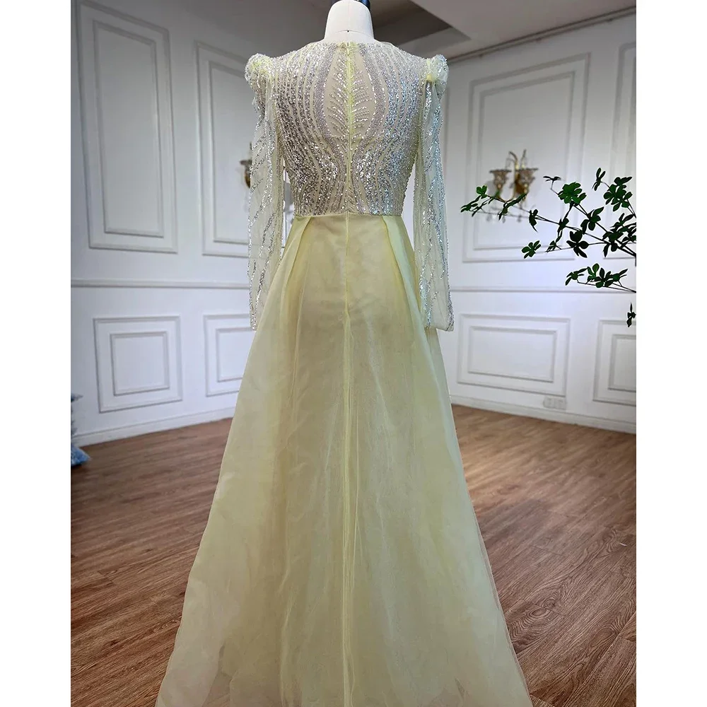 Serene Hill Muslim Blue Mermaid Over Skirt Evening Dresses Beads  Prom Formal Gowns 2024 For  Party LA72030 Customized