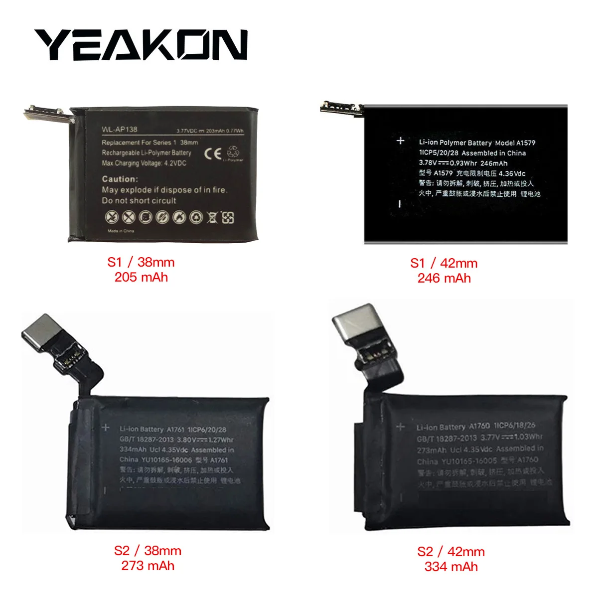 General smart watch battery for iWatch S1 38mm S1 42mm replacement battery for iWatch S6 40mm S6 44mm li-ion battery