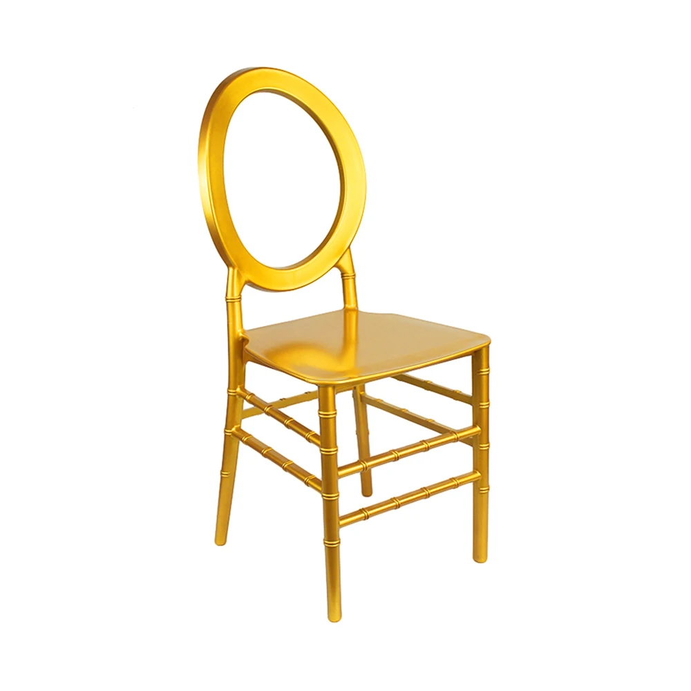 Cheap Event Catering PP Resin Gold Stacking O Back Chairs for Wedding