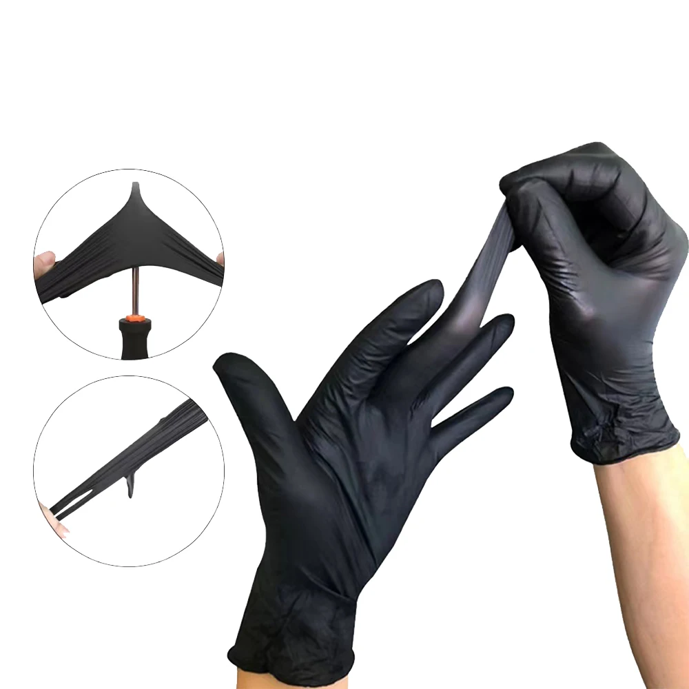 Black Nitrile Glove Box Extra Strong for Car Wash Pack of 100 Custom Pure Nitrile Gloves with Diamond Print Grip  Nitrile Glove