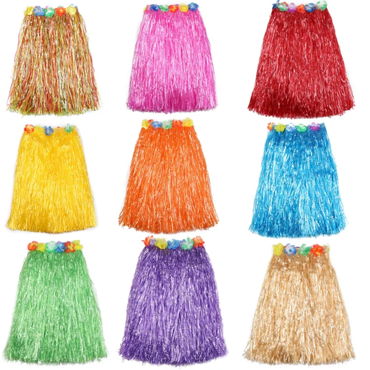 Wholesale 40cm 60cm 80cm single double layers  hawaiian  dance  grass hula skirt