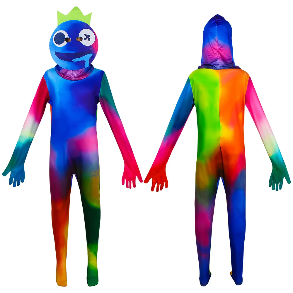 Rainbow Friends Costume Kids Boys Blue Monster Wiki Cosplay Horror Game Halloween Jumpsuit Including headgear Party Costume
