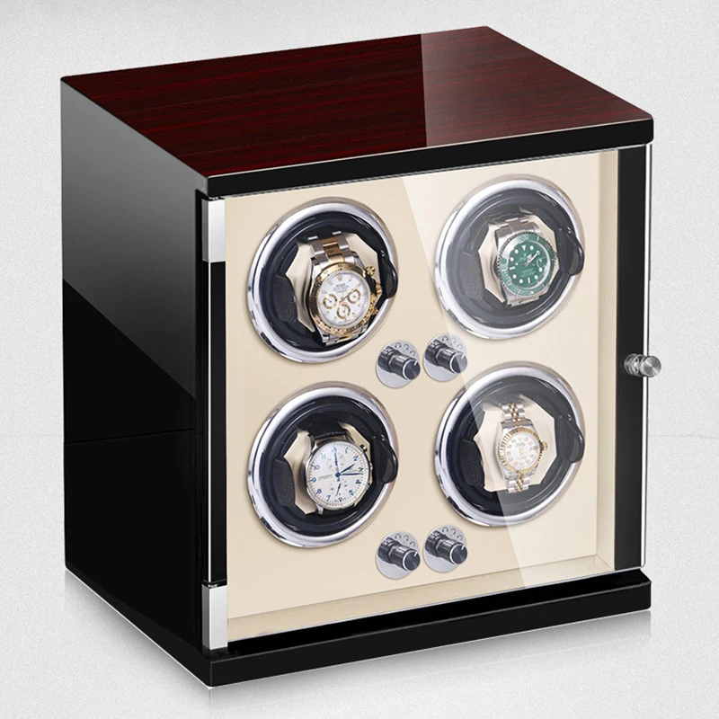 Watch Winder for Automatic Watches Carbon Fibre Exterior with High-Gloss Lacquer Watch Pillows Built-in Illumination