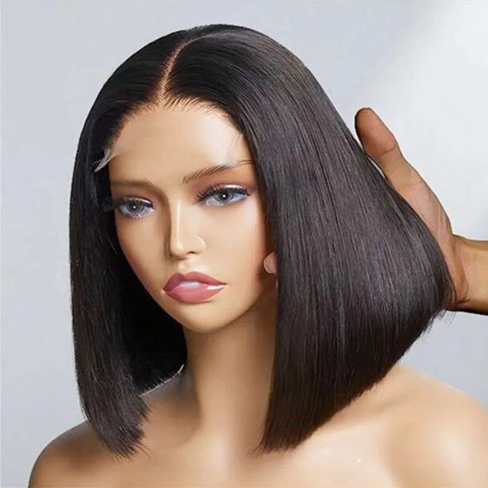 2024 How Selling Wholesale DD Bone Straight Human Hair Wigs 10 inch Bob Wigs Cheap 2*6 Lace Real Human Hair Wig