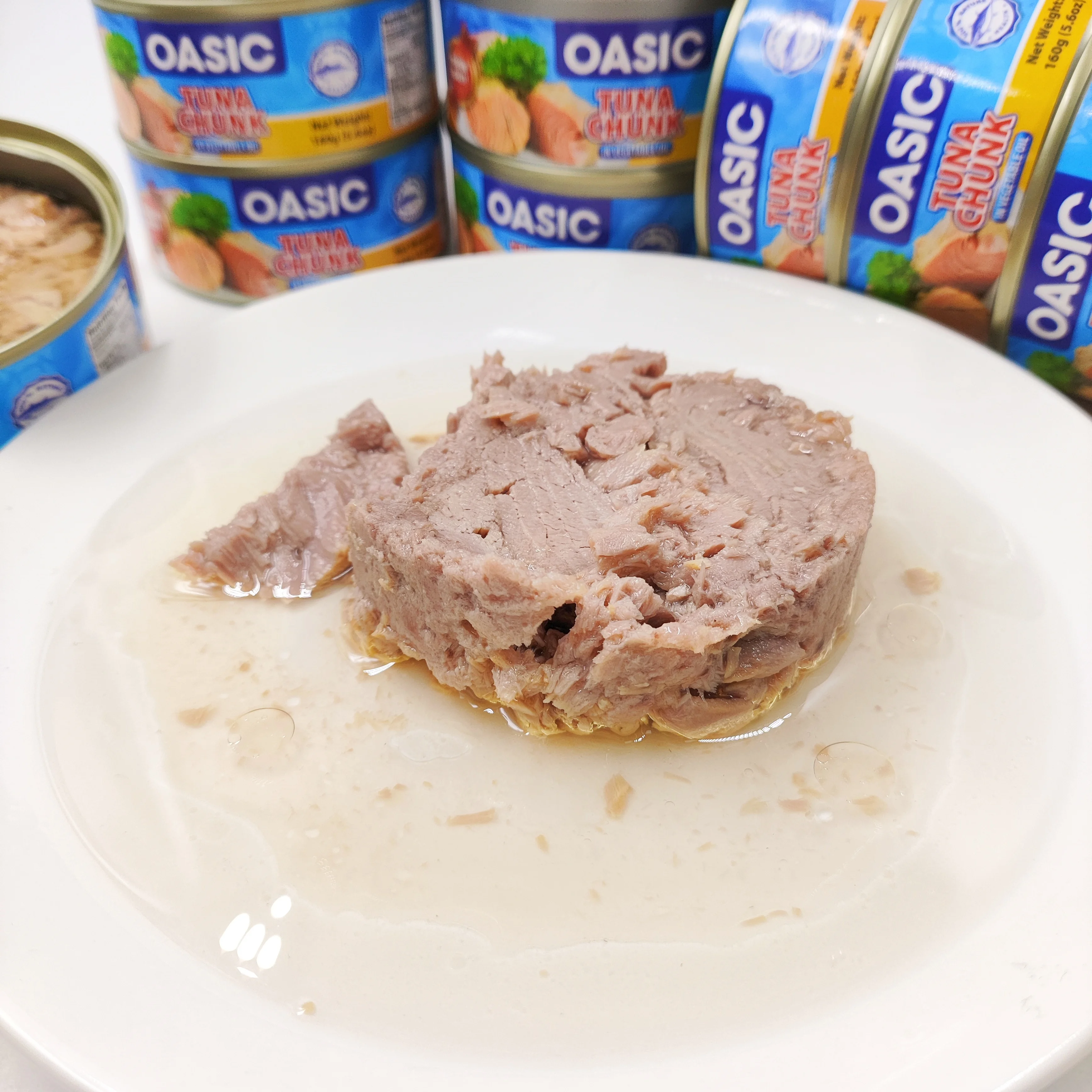 Fresh High Quality 160g Canned Tuna in Oil / Brine Factory Wholesale Skipjack Bonito HALAL