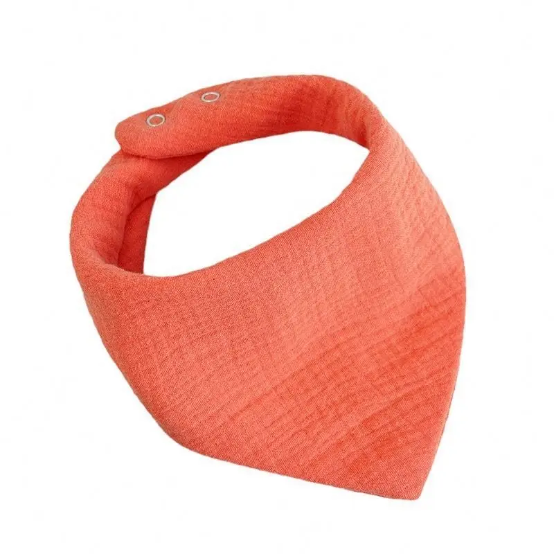 Cotton Crinkle Fabric Muslin Baby Bib Hot Sale 2-Layer Bandana Drool Waterproof Printed Oem Gauze Saliva Towel