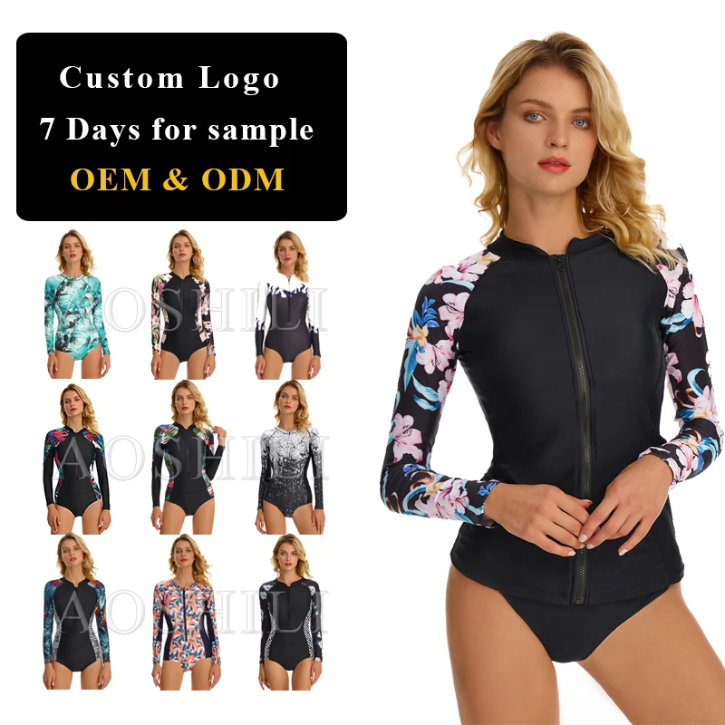 AOSHILI custom rash guard two piece womens swimwear bathing suits carvico vita long sleeve swimsuit swimming costume woman