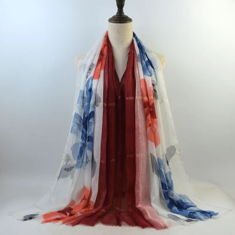 Акварельный шарф из хлопка и
