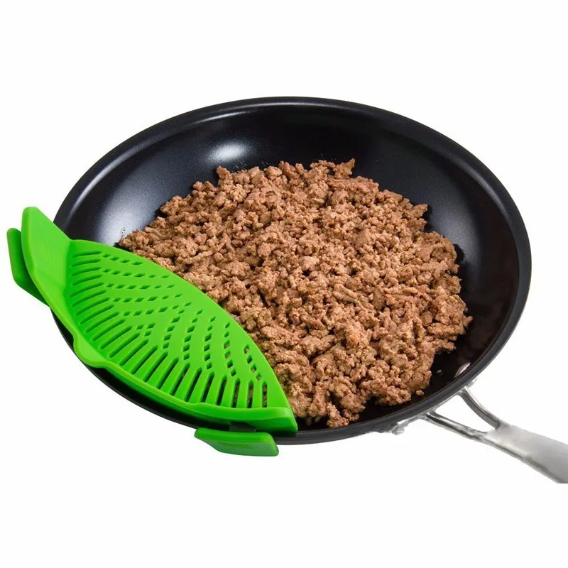 Silicone Pot Strainer Liquid Funnel Pan Strainer Kitchen Clip On Drainer Rice Washing Colander Cooking Tools