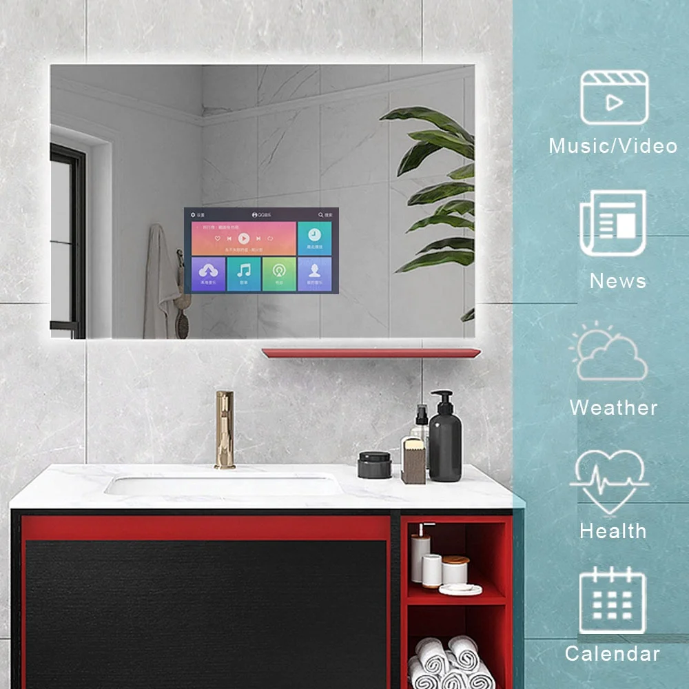 Full Length 15/19/22/27/32/43inch Smart bathroom mirror TVs with blue tooth voice interaction health managentment