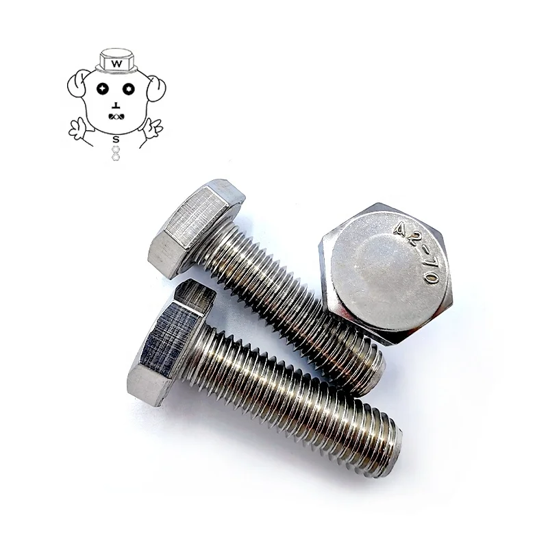 DIN931 DIN933 шестигранный болт 304 316 A2-70 M20 из нержавеющей стали