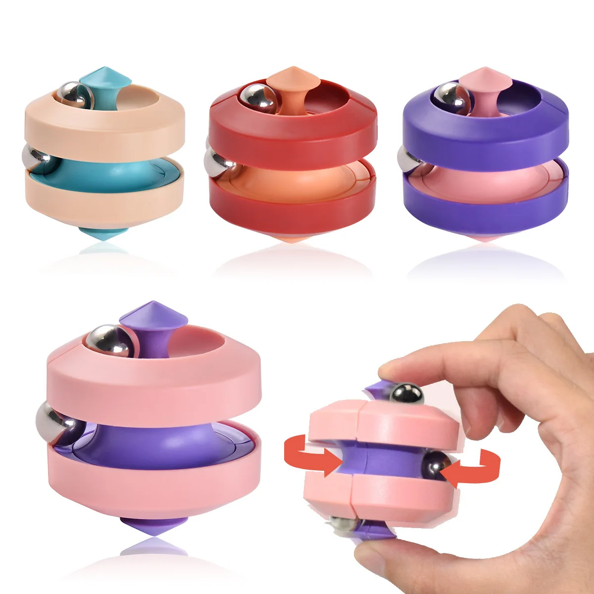 2023 New Gyro Toys Fingertip Cube Spinning Track Ball Toy Rotating Orbit Beads Sensory Fidget Spinner Stress Toy for Kids