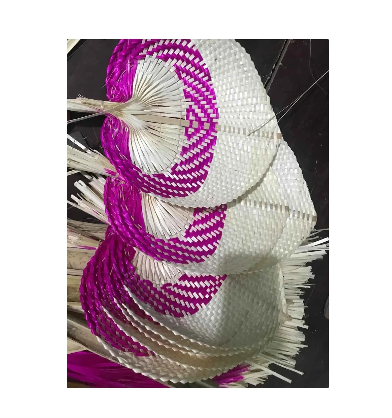 New design Hand woven Straw Cane Rattan Raffia Fan - Straw wedding Fan