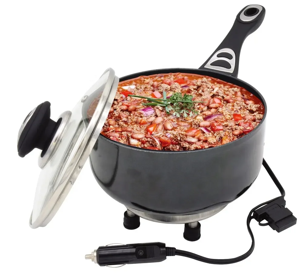 Portable 12V/24V Aluminum Electric Car Saucepan: Versatile Cooking Pot for 12-Volt Applications