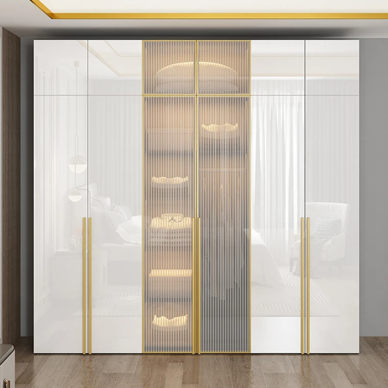 Luxury home hotel furniture modern wardrobe with dresser clothes closet