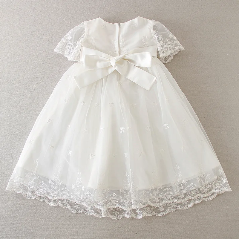 wholesale England Style boutique baby solid baptism christening gowns baptism dress with bonnet for girls