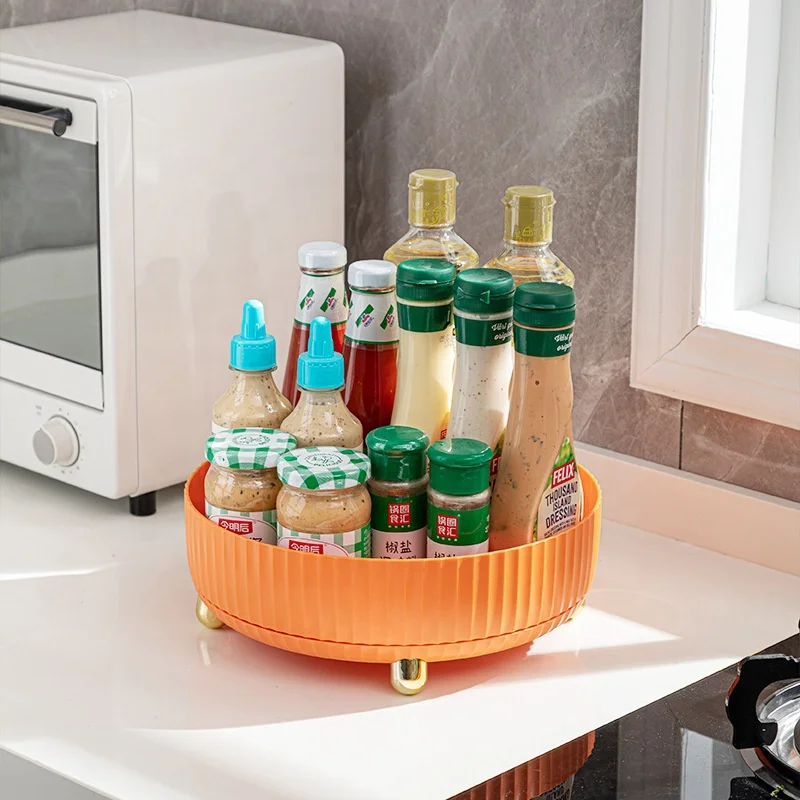 2024 Hot Sell Kitchen Storage Tray 360 Can Rotate Plastic Large Capacity High-Quality Storage Tray