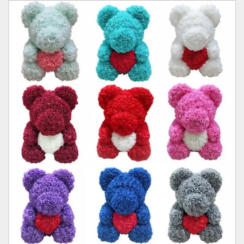 Amazon Hot Selling Custom Beautiful Rose Teddy Bear Artificial Foam Valentine Best Gift Birthday wedding event floral decor