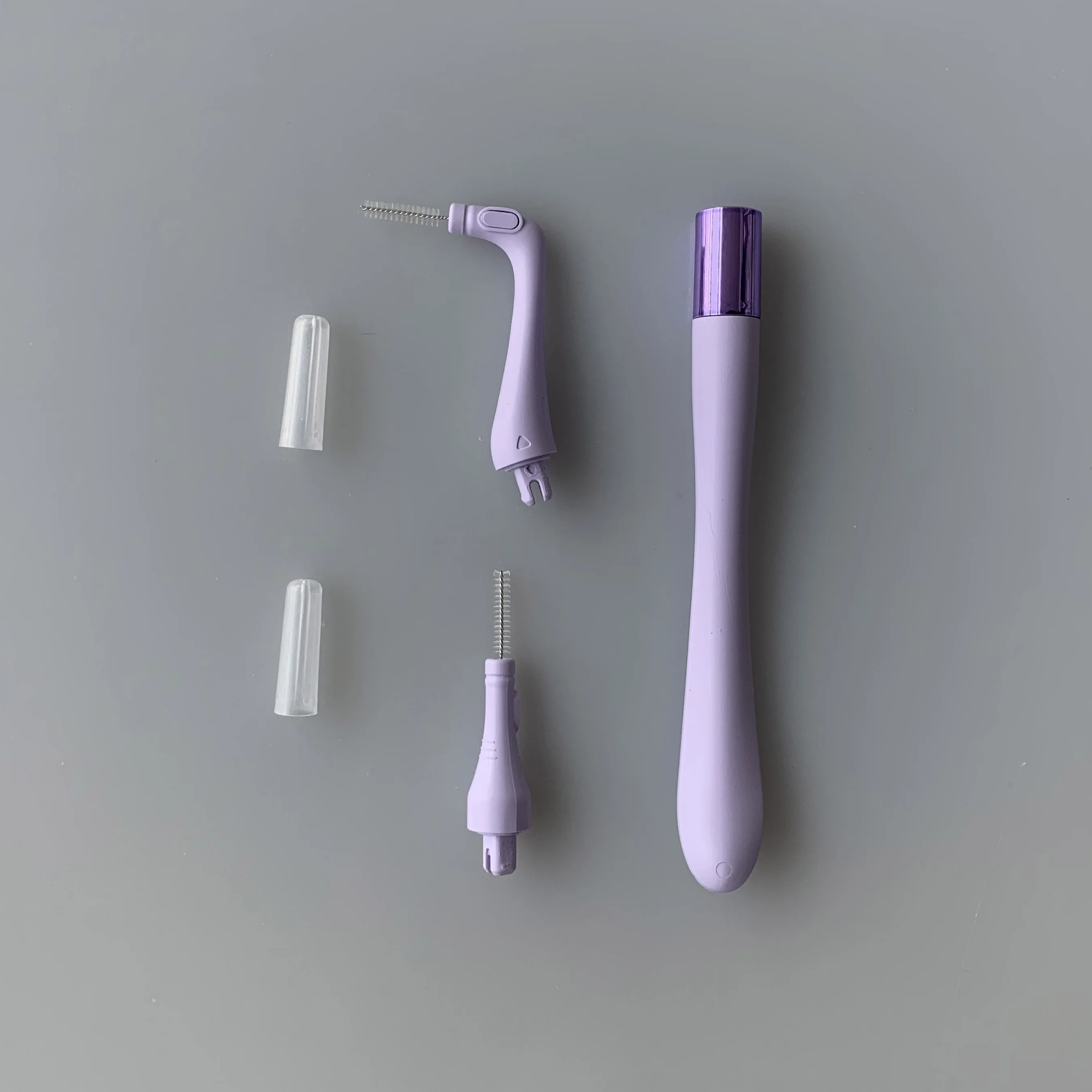 2024 new  purple and white  2 in 1 I/L shape interdental brushes with portable PP box with 16 pcs refill heads