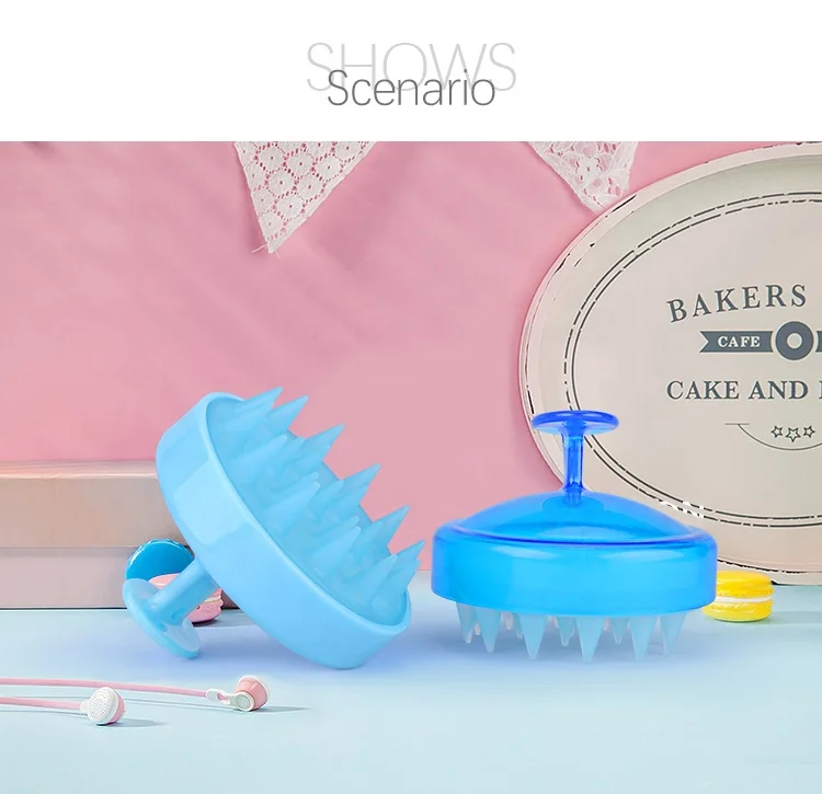 Оптовая продажа заказной логотип силиконовый шампунь для волос Массажная щетка для кожи головы