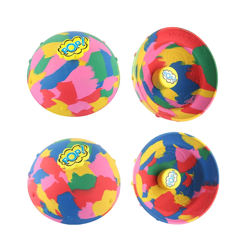 Hop Pops Toys Rubber Colourful Camouflage Bounce Bowl Spinning Top Jumping Half Bouncing Ball