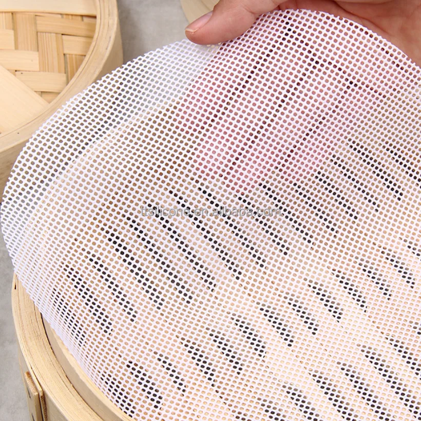 Customizable size Dim Sum Steamer Mesh Mat  Round Heat Resistant 100% Food Grade Silicone  Baking Pastry Dim Sum Mesh