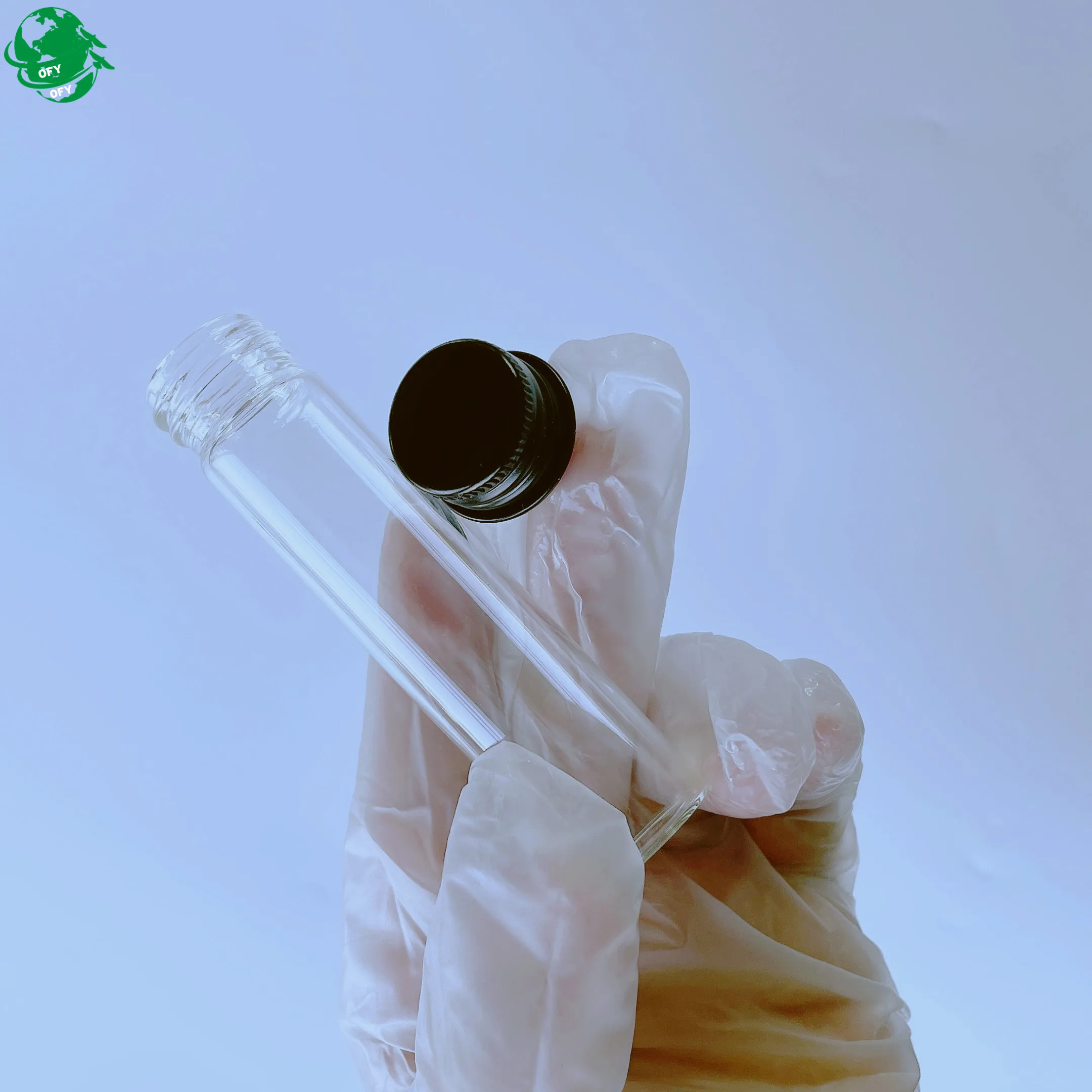 20 x 200 mm 20 x 180 mm Long large size Clear glass test tube with aluminum screw cap for packaging