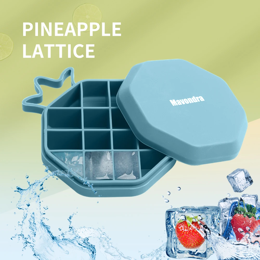 Ice Block Mold Blue Pineapple Shape Mini Ice Cube Tray Silicone Ice Mold