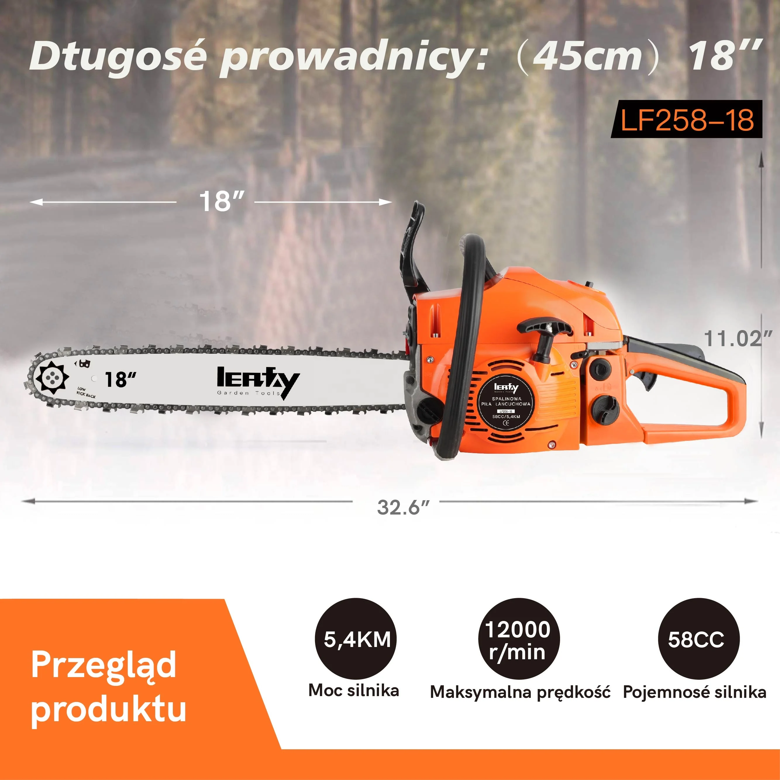 5800 Chainsaw China 58CC Gas Powered Chain Saw 5.4KM Wood Cutting Garden Machine For E-Commerce