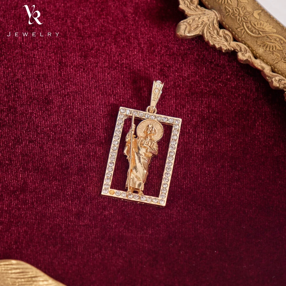 FP1151 Oro laminado 18k позолоченные слоистых Cz Micro Святой Иуда Сан Tadeo кулон мужские ювелирные изделия