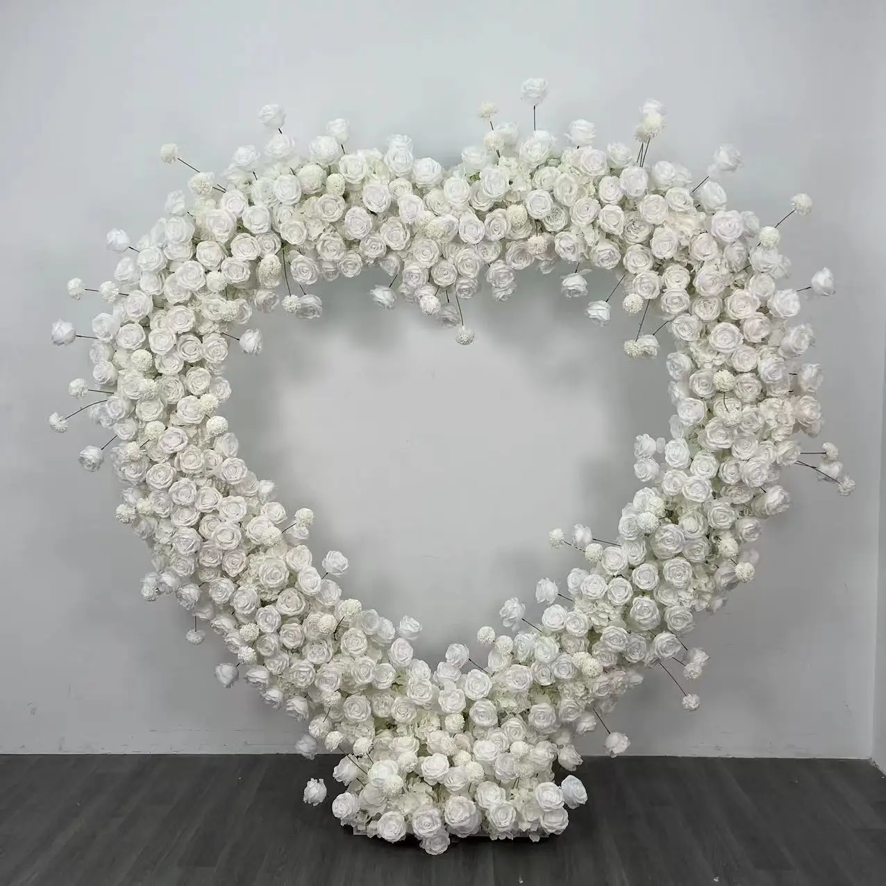 High Quality Heart-Shaped Flower Arch Wedding Stage Props Decor Christmas Floral Stand Artificial Flowers for Proposal Scenes