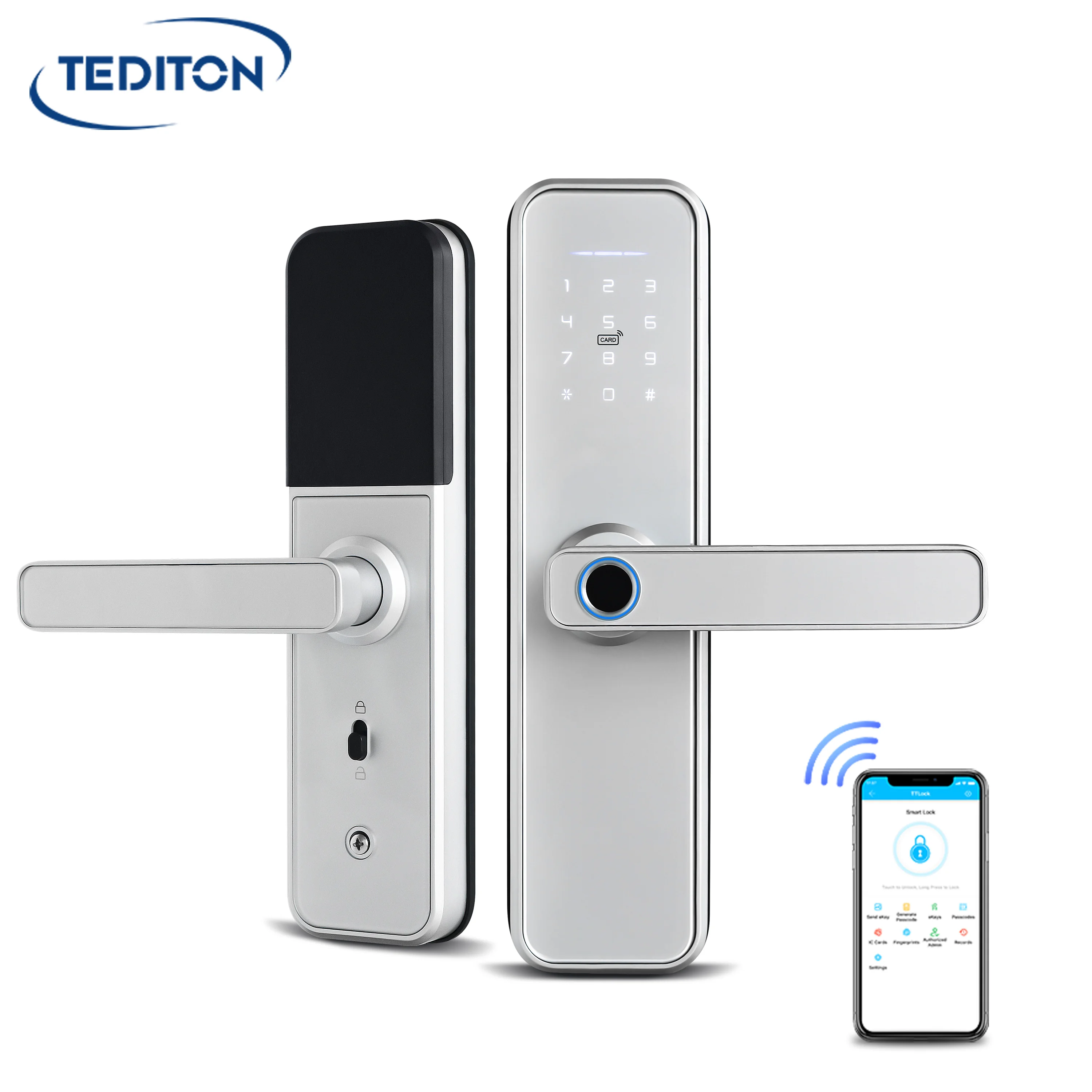 BLE APP WiFi Fingerprint Smart Door Locks with TT Lock App & Tuya App